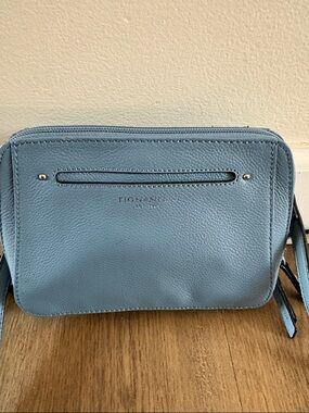 Tignanello Sky Blue Pebbled Leather Crossbody Bag